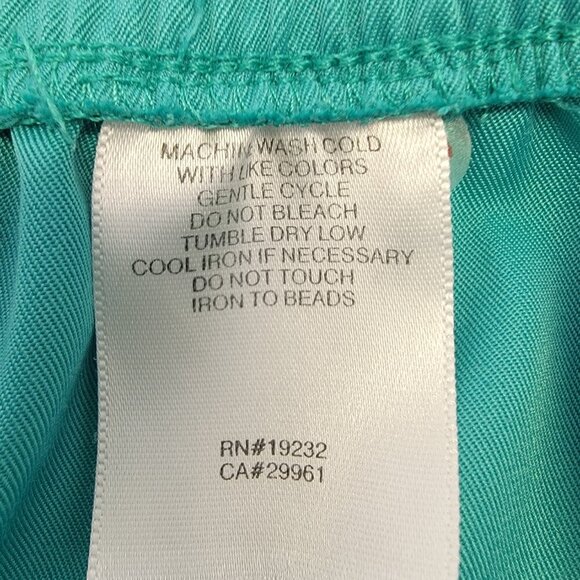 Alfred Dunner Womens Sea Green Embroidered Beaded Lightweight Pants 16 - Picture 4 of 9